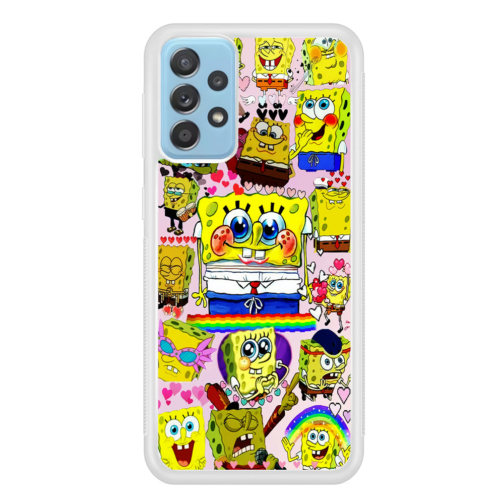 Spongebob Cute Character Samsung Galaxy A72 Case-Phone Case-Rubber White (2D Case)-Altracase