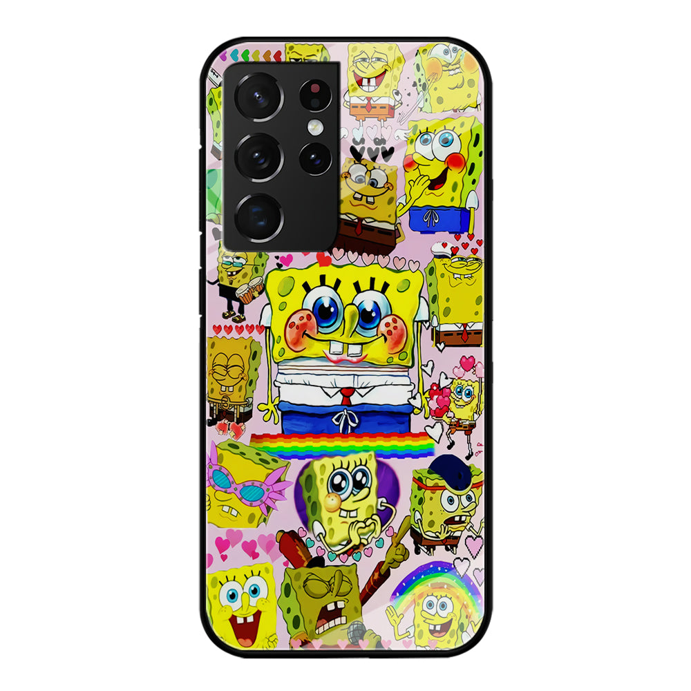 Spongebob Cute Character Samsung Galaxy S21 Ultra Case-Phone Case-Tempered Glass Case-Altracase