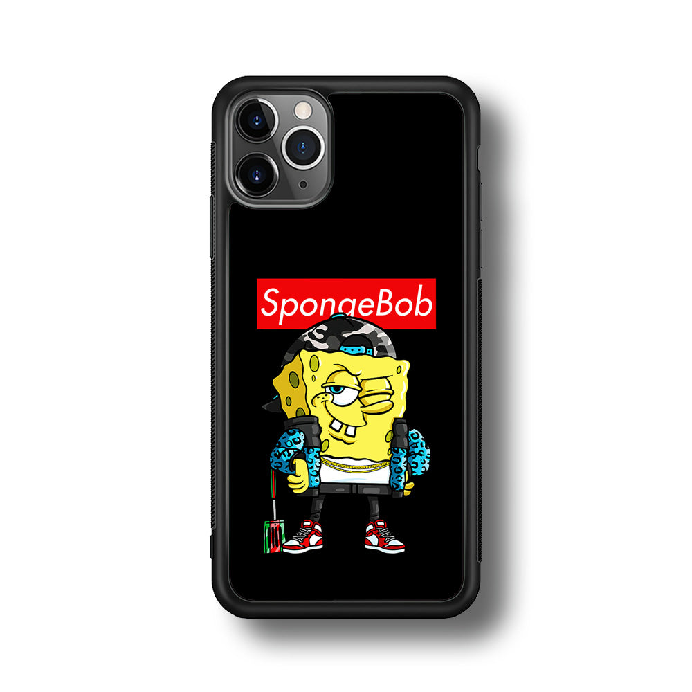 Spongebob Hypebeast iPhone 11 Pro Max Case-Phone Case-Rubber Black (2D Case)-Altracase