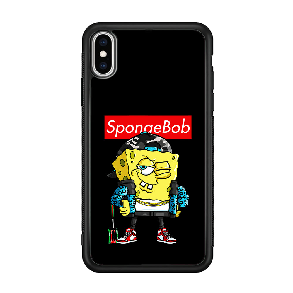Spongebob Hypebeast iPhone Xs Case-Phone Case-Rubber Black (2D Case)-Altracase
