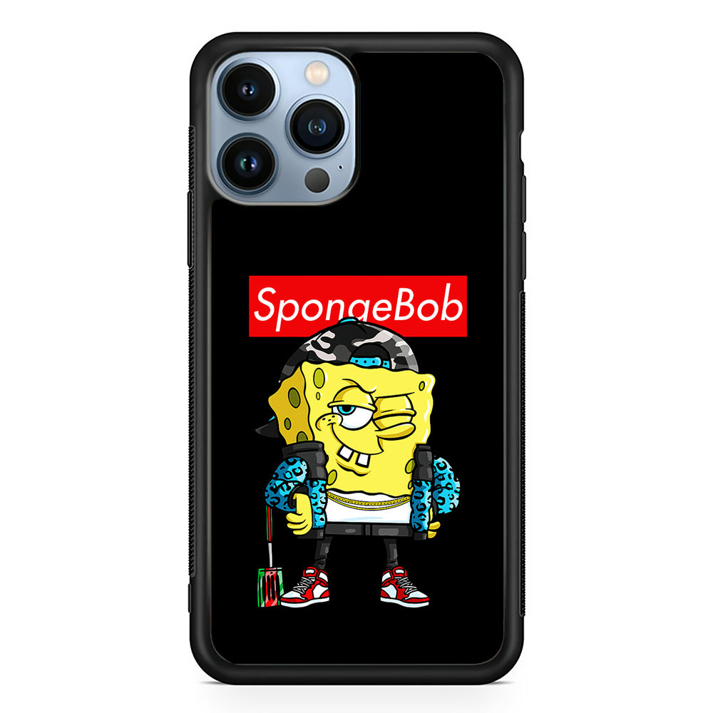 Spongebob Hypebeast iPhone 15 Pro Case-Phone Case-Rubber Black (2D Case)-Altracase