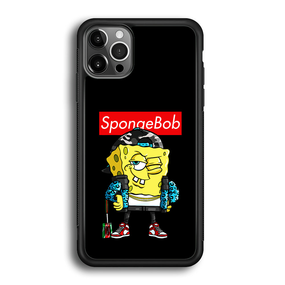 Spongebob Hypebeast iPhone 12 Pro Max Case-Phone Case-Rubber Black (2D Case)-Altracase