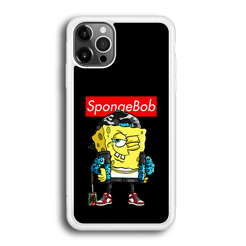 Spongebob Hypebeast iPhone 12 Pro Max Case-Phone Case-Rubber White (2D Case)-Altracase