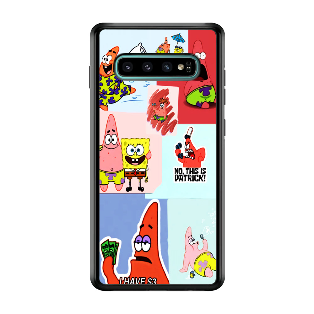 Spongebob Patrick Aesthetic Samsung Galaxy S10 Case-Phone Case-Rubber Black (2D Case)-Altracase