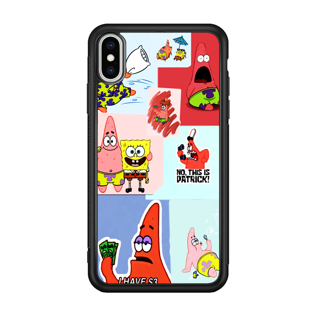 Spongebob Patrick Aesthetic iPhone Xs Case-Phone Case-Rubber Black (2D Case)-Altracase