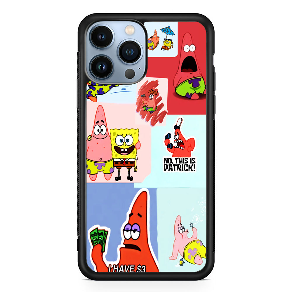 Spongebob Patrick Aesthetic iPhone 15 Pro Case-Phone Case-Rubber Black (2D Case)-Altracase