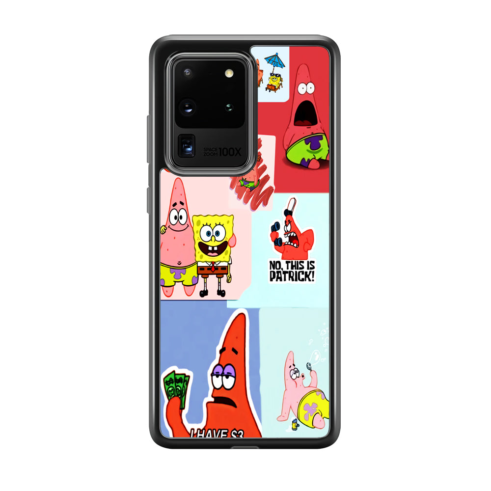 Spongebob Patrick Aesthetic Samsung Galaxy S20 Ultra Case-Phone Case-Rubber Black (2D Case)-Altracase