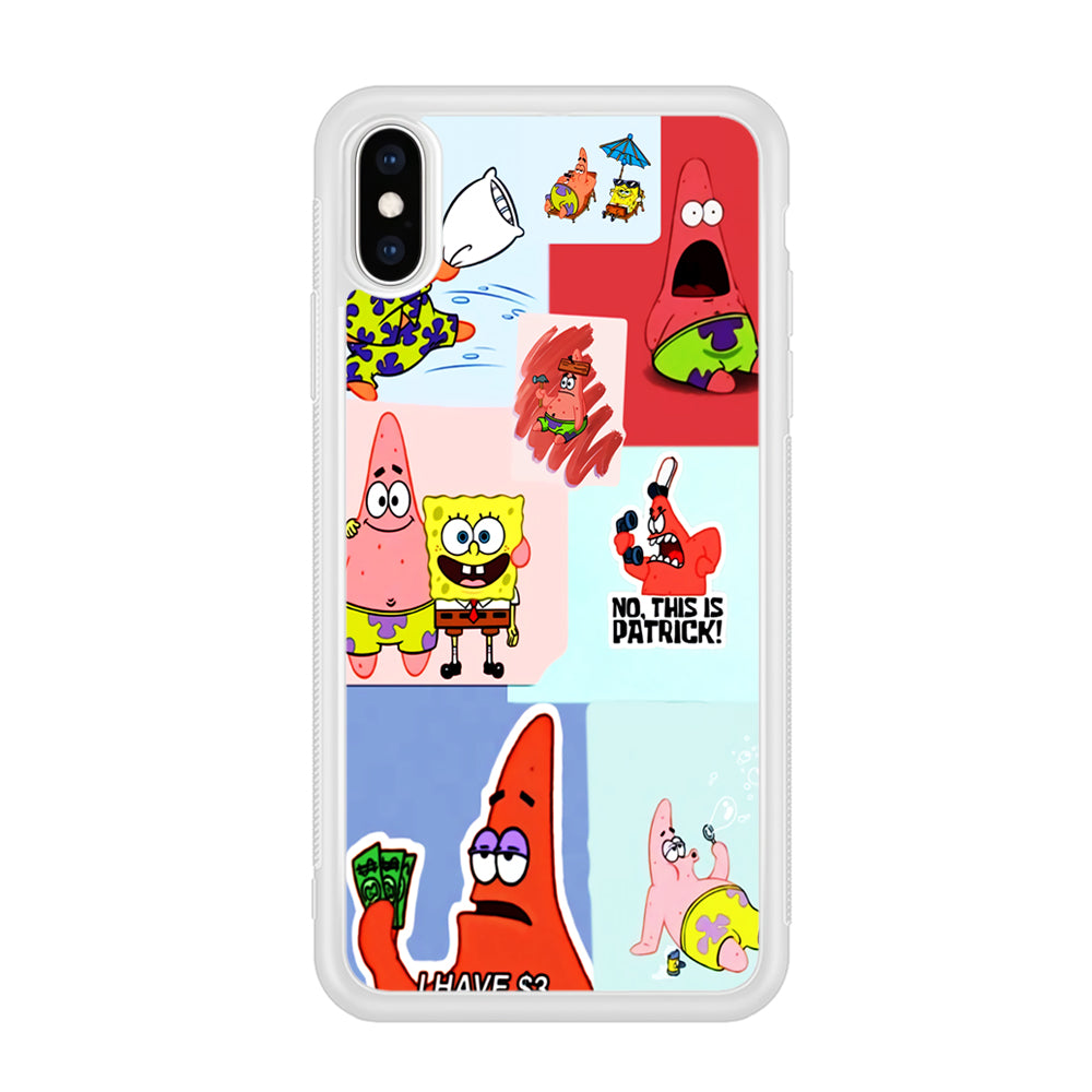 Spongebob Patrick Aesthetic iPhone Xs Case-Phone Case-Rubber White (2D Case)-Altracase