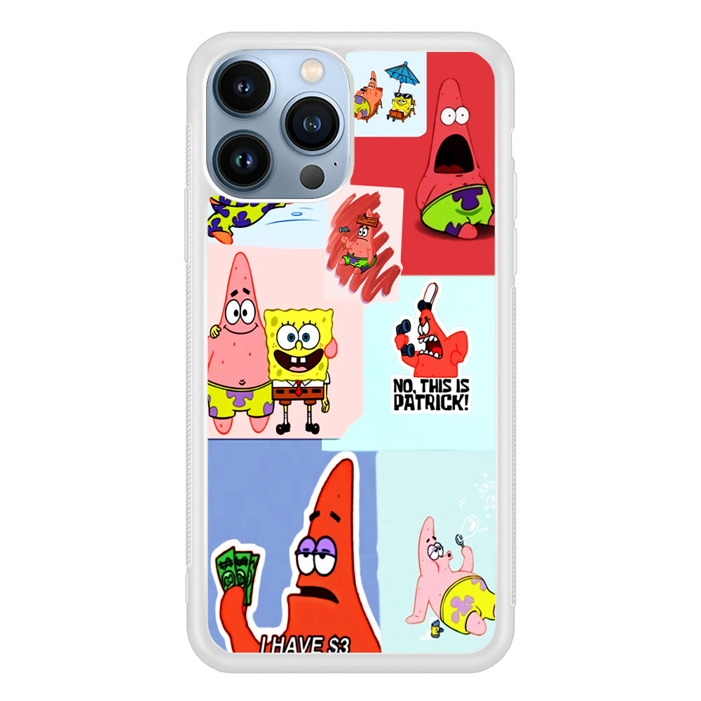 Spongebob Patrick Aesthetic iPhone 15 Pro Case-Phone Case-Rubber White (2D Case)-Altracase