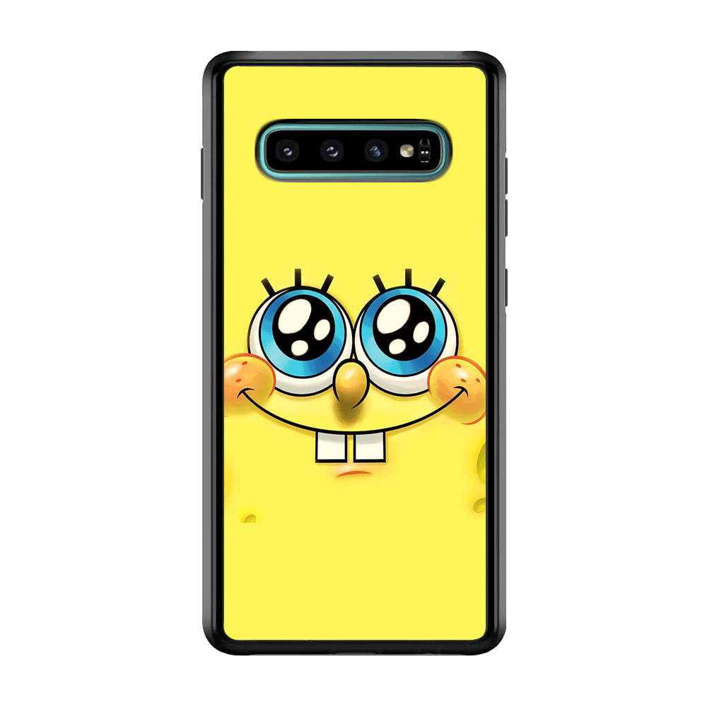 Spongebob's Smiling Face Samsung Galaxy S10 Case-Phone Case-Rubber Black (2D Case)-Altracase