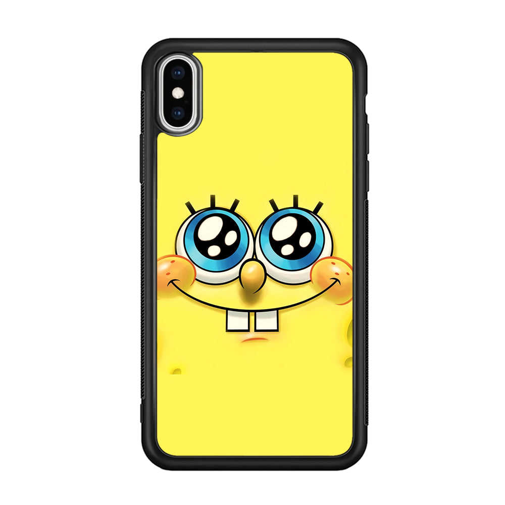 Spongebob's smiling face iPhone Xs Case-Phone Case-Rubber Black (2D Case)-Altracase