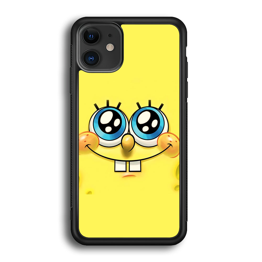 Spongebob's smiling face iPhone 12 Case-Phone Case-Rubber Black (2D Case)-Altracase