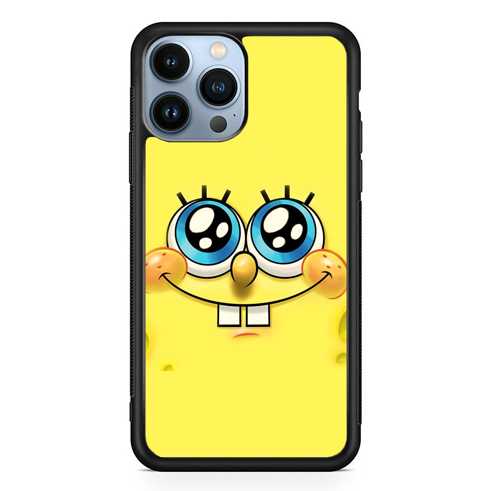 Spongebob's Smiling Face iPhone 15 Pro Max Case-Phone Case-Rubber Black (2D Case)-Altracase