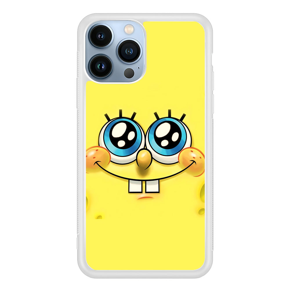 Spongebob's Smiling Face iPhone 15 Pro Case-Phone Case-Rubber White (2D Case)-Altracase