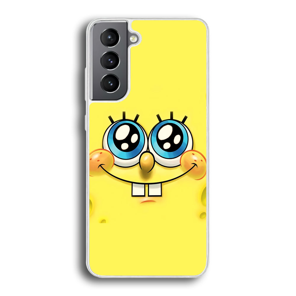 Spongebob's smiling face Samsung Galaxy S24 Case-Phone Case-Rubber White (2D Case)-Altracase