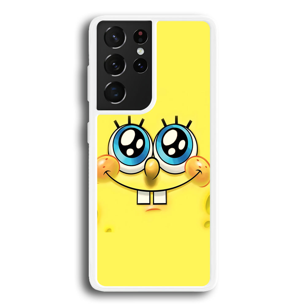 Spongebob's smiling face Samsung Galaxy S21 Ultra Case-Phone Case-Rubber White (2D Case)-Altracase