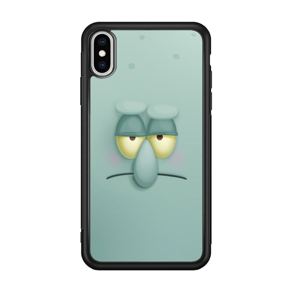 Squidward Tentacles Face iPhone Xs Case-Phone Case-Rubber Black (2D Case)-Altracase