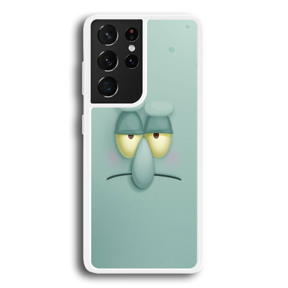 Squidward Tentacles Face Samsung Galaxy S21 Ultra Case-Phone Case-Rubber White (2D Case)-Altracase