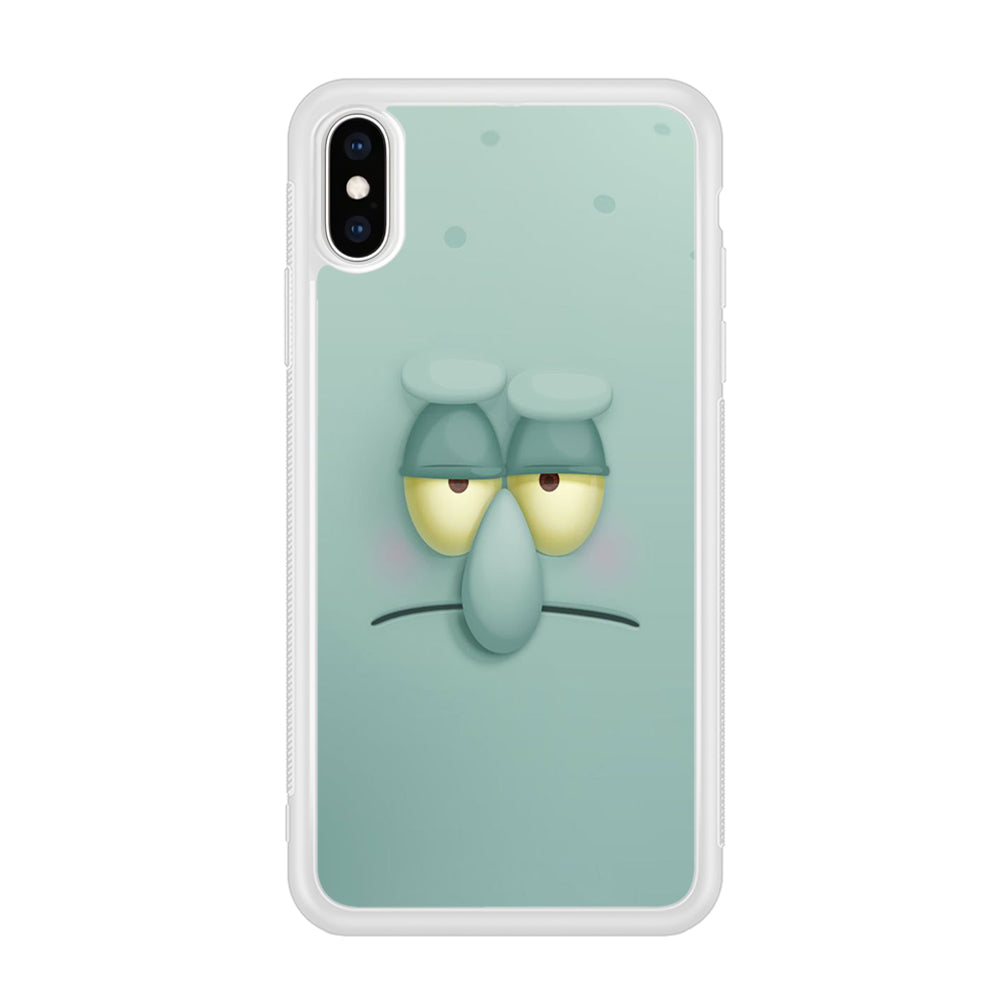 Squidward Tentacles Face iPhone Xs Case-Phone Case-Rubber White (2D Case)-Altracase
