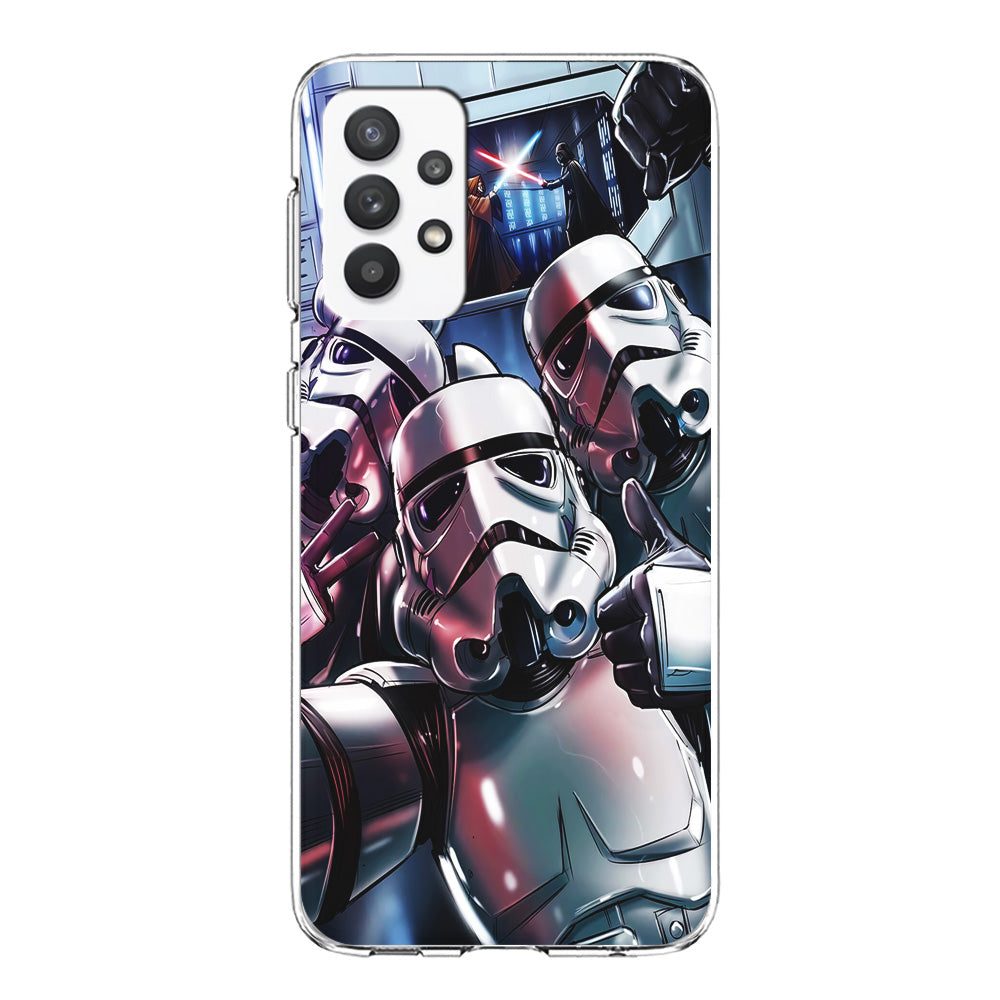 Star Wars Stormtrooper Selfie Samsung Galaxy A32 Case-Phone Case-Clear Soft Case-Altracase