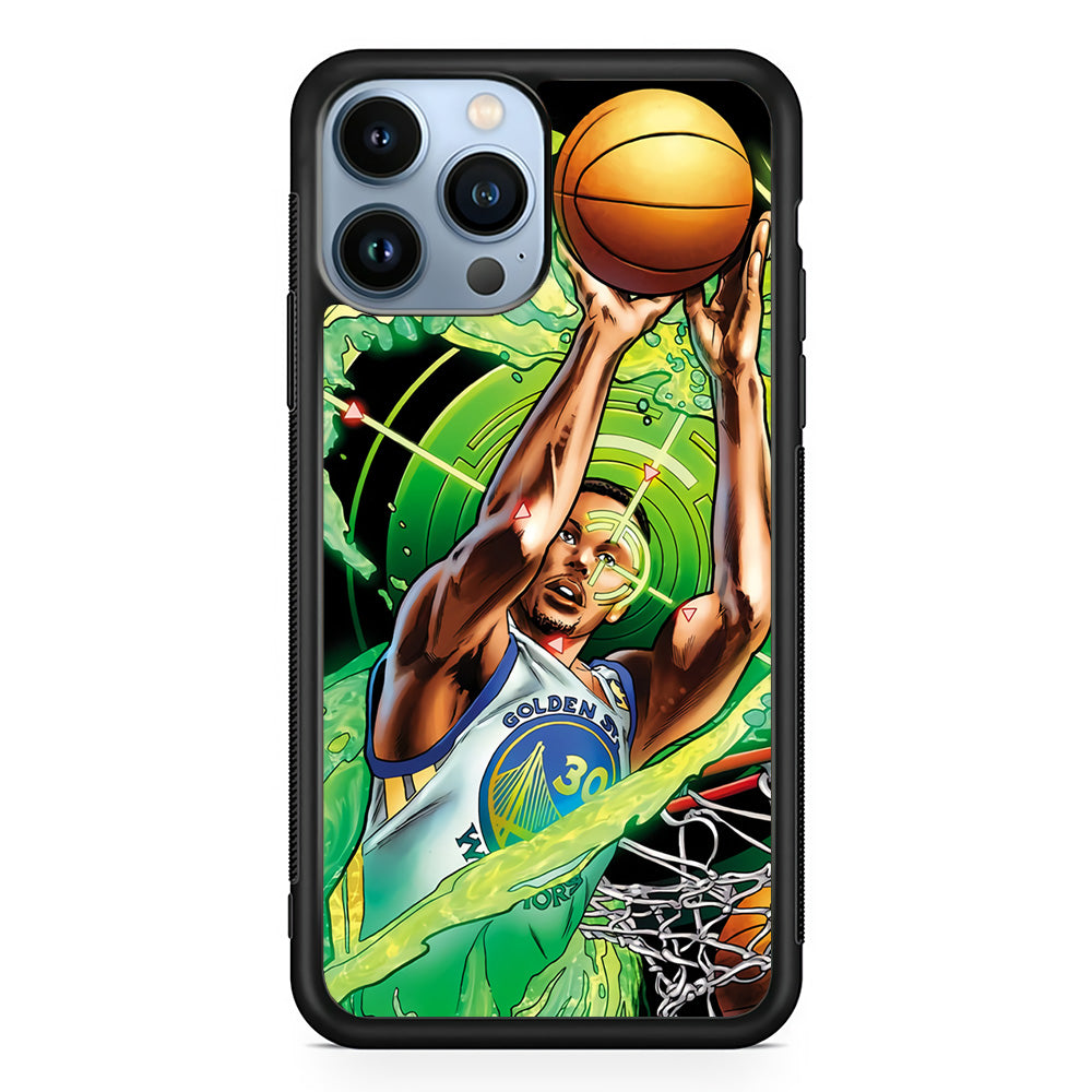 Stephen Curry Jump Art iPhone 15 Pro Max Case-Phone Case-Rubber Black (2D Case)-Altracase