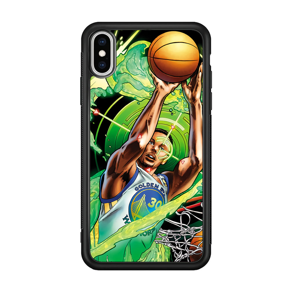 Stephen Curry Jump Art iPhone Xs Case-Phone Case-Rubber Black (2D Case)-Altracase