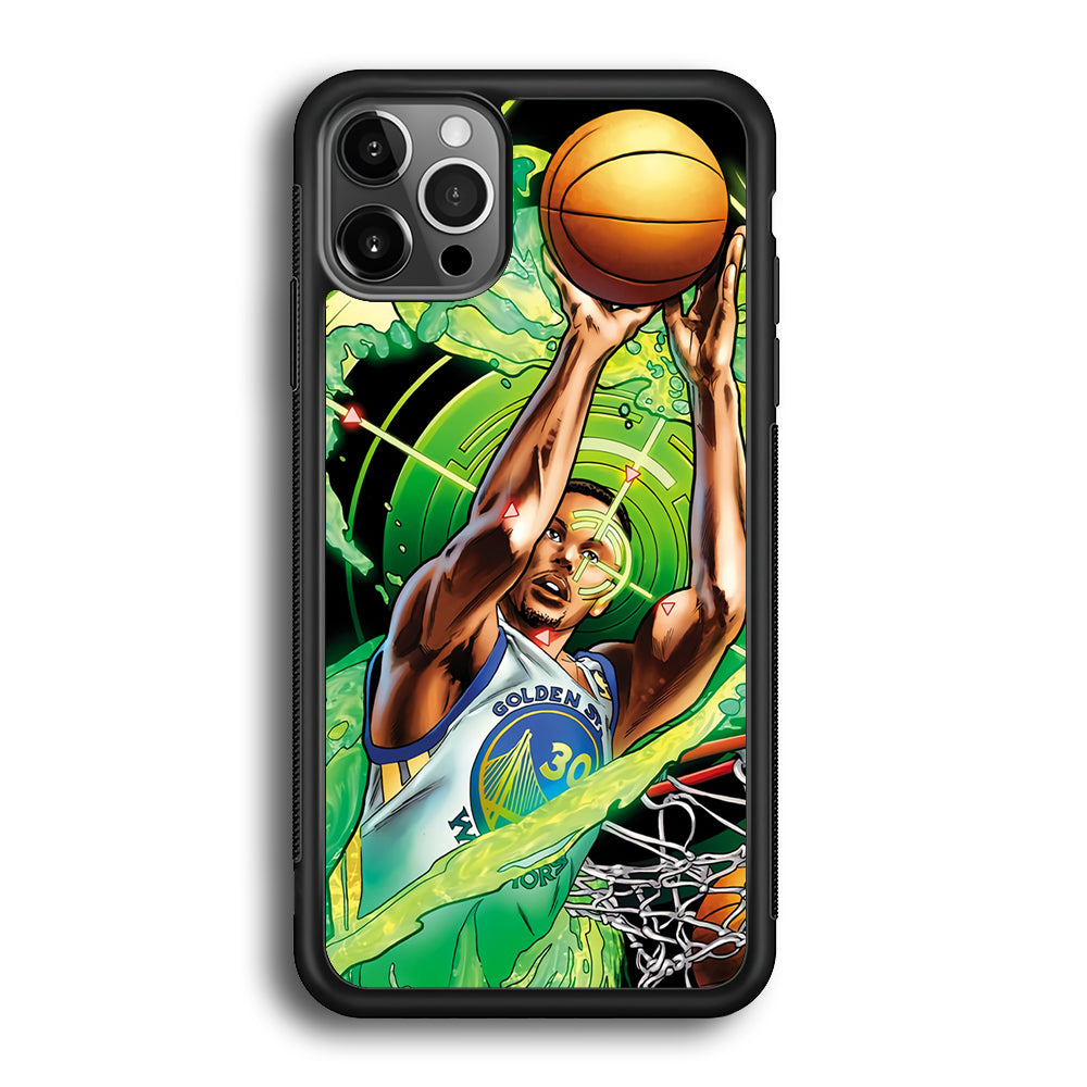 Stephen Curry Jump Art iPhone 12 Pro Max Case-Phone Case-Rubber Black (2D Case)-Altracase