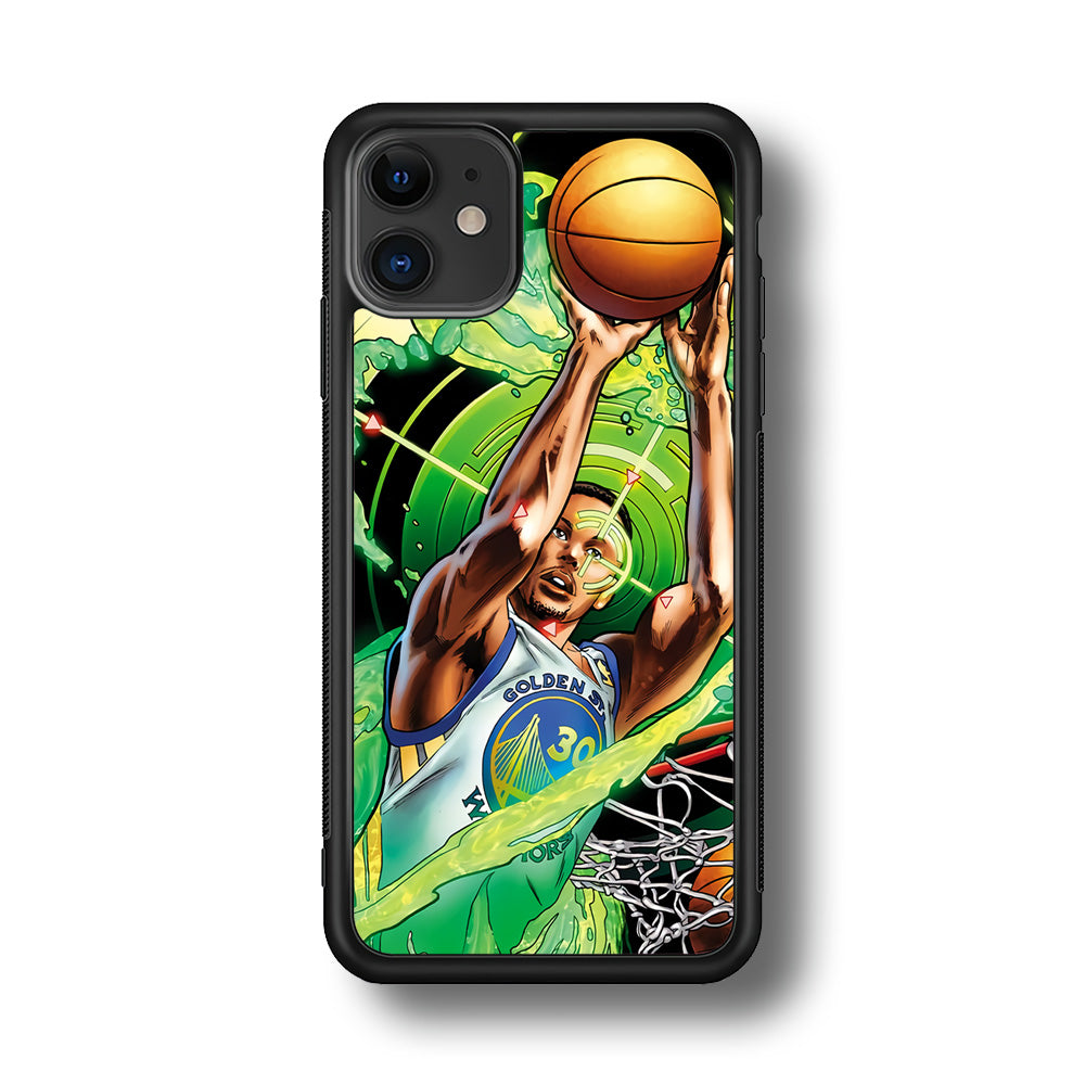Stephen Curry Jump Art iPhone 11 Case-Phone Case-Rubber Black (2D Case)-Altracase