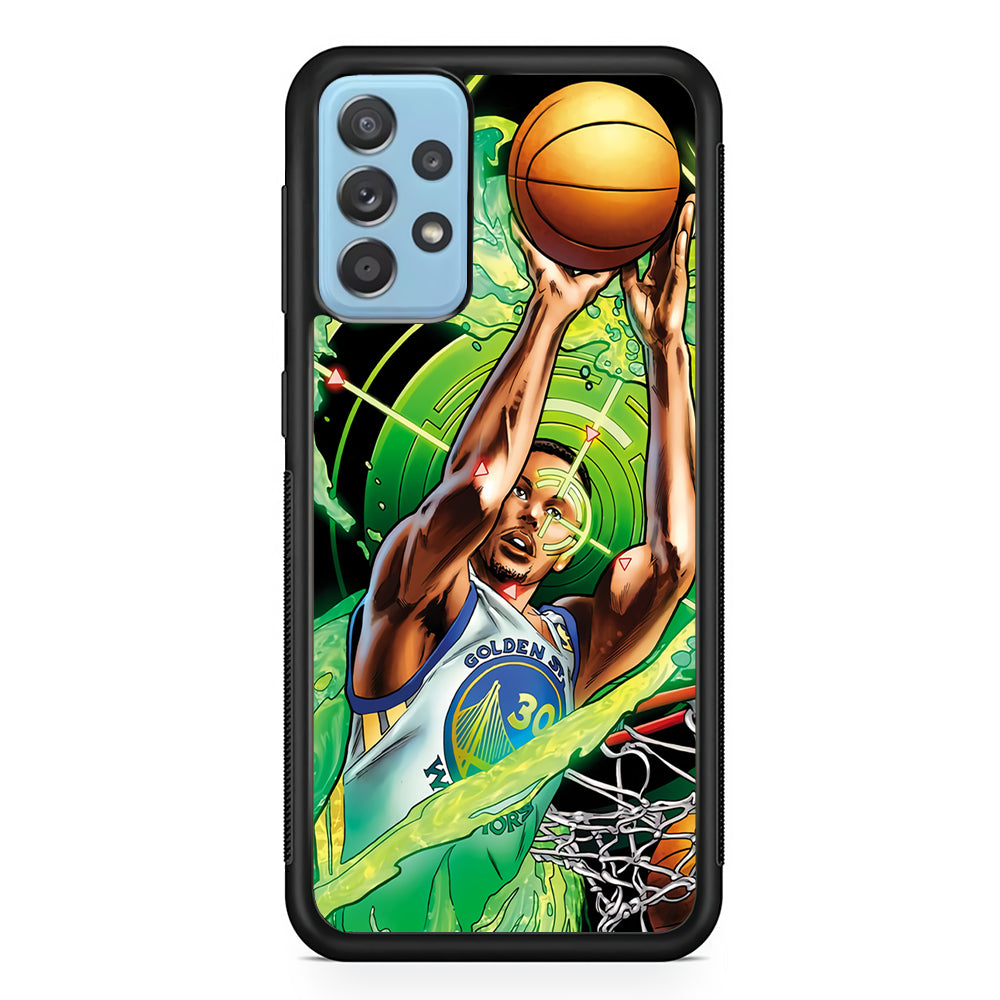 Stephen Curry Jump Art Samsung Galaxy A52 Case-Phone Case-Rubber Black (2D Case)-Altracase