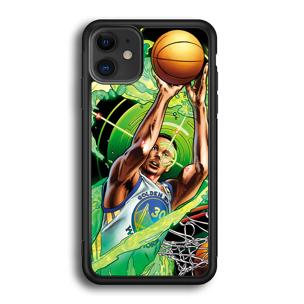 Stephen Curry Jump Art iPhone 12 Case-Phone Case-Rubber Black (2D Case)-Altracase