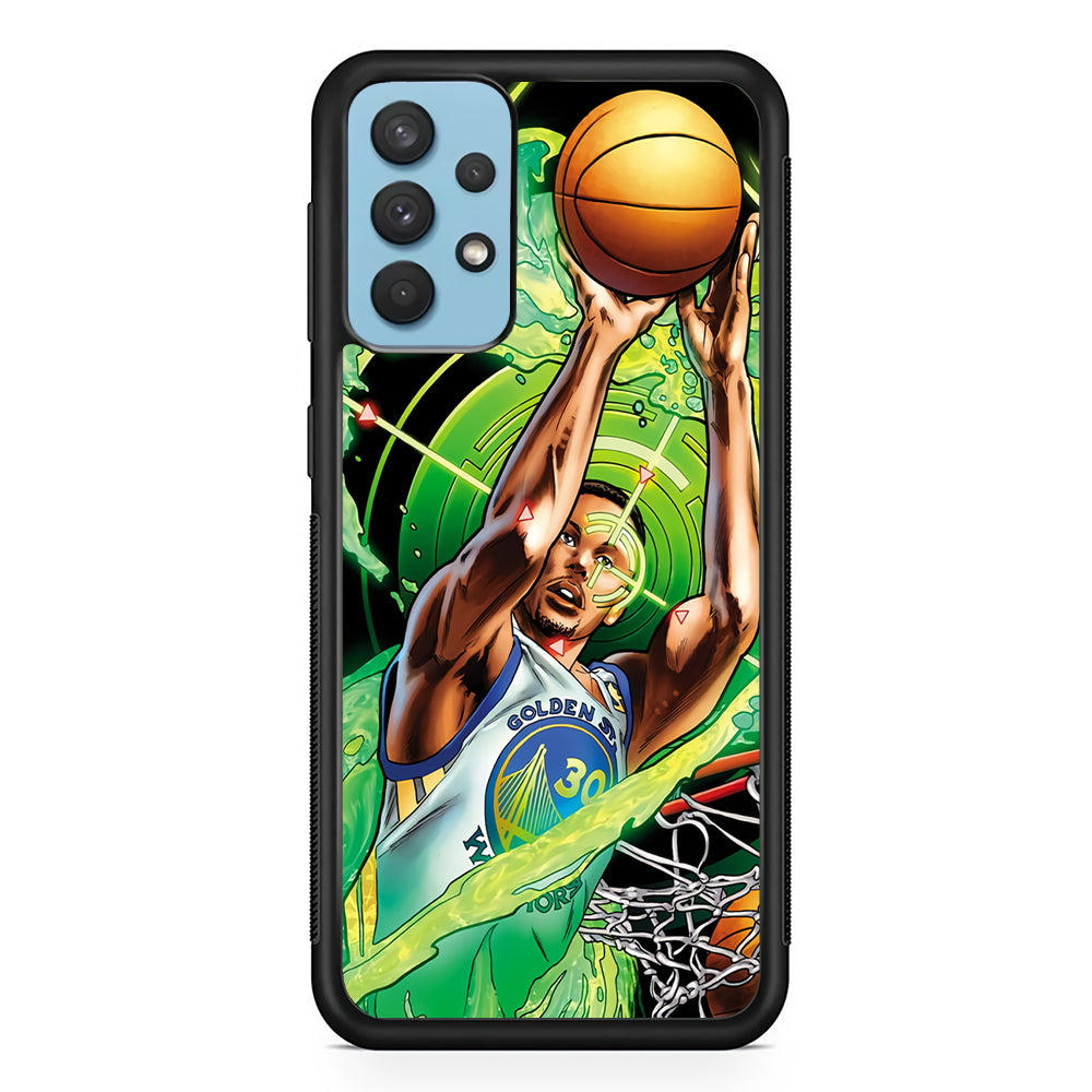 Stephen Curry Jump Art Samsung Galaxy A32 Case-Phone Case-Rubber Black (2D Case)-Altracase