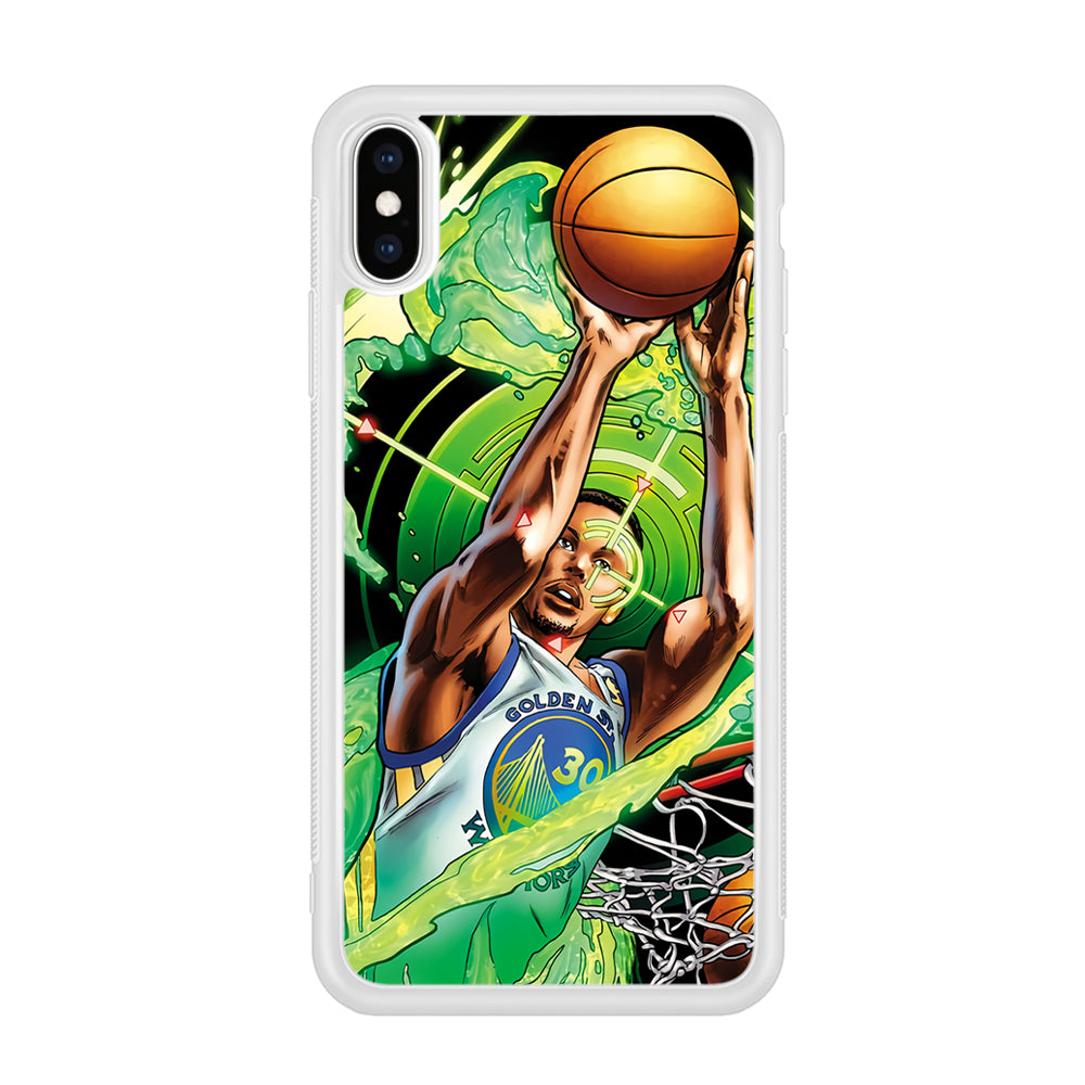 Stephen Curry Jump Art iPhone Xs Case-Phone Case-Rubber White (2D Case)-Altracase