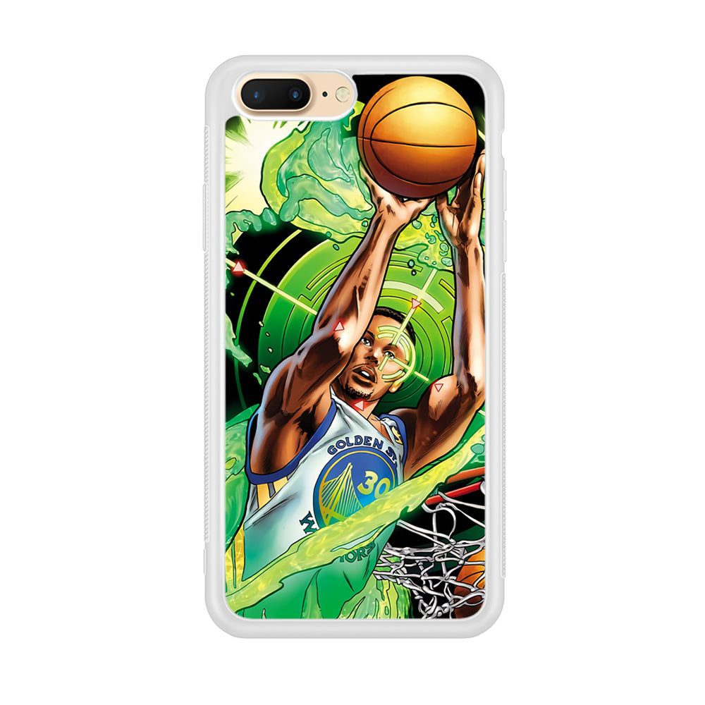 Stephen Curry Jump Art iPhone 8 Plus Case-Phone Case-Rubber White (2D Case)-Altracase
