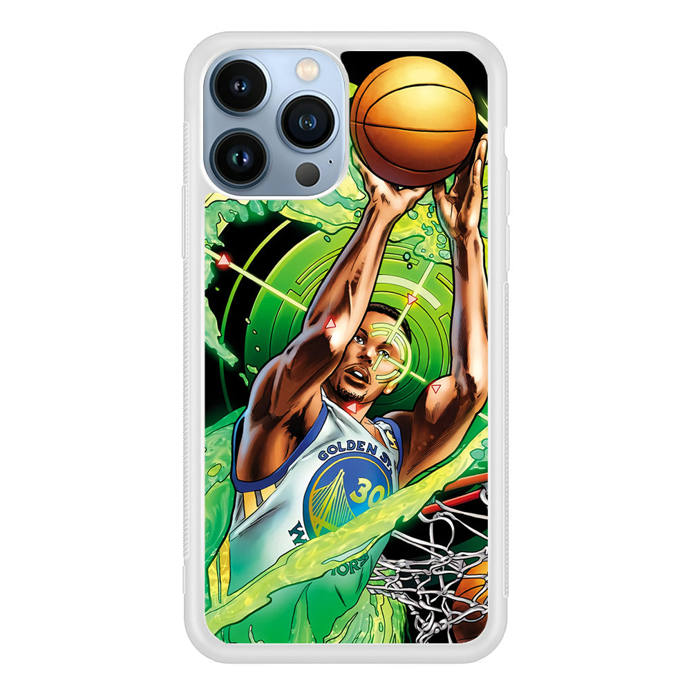 Stephen Curry Jump Art iPhone 15 Pro Max Case-Phone Case-Rubber White (2D Case)-Altracase