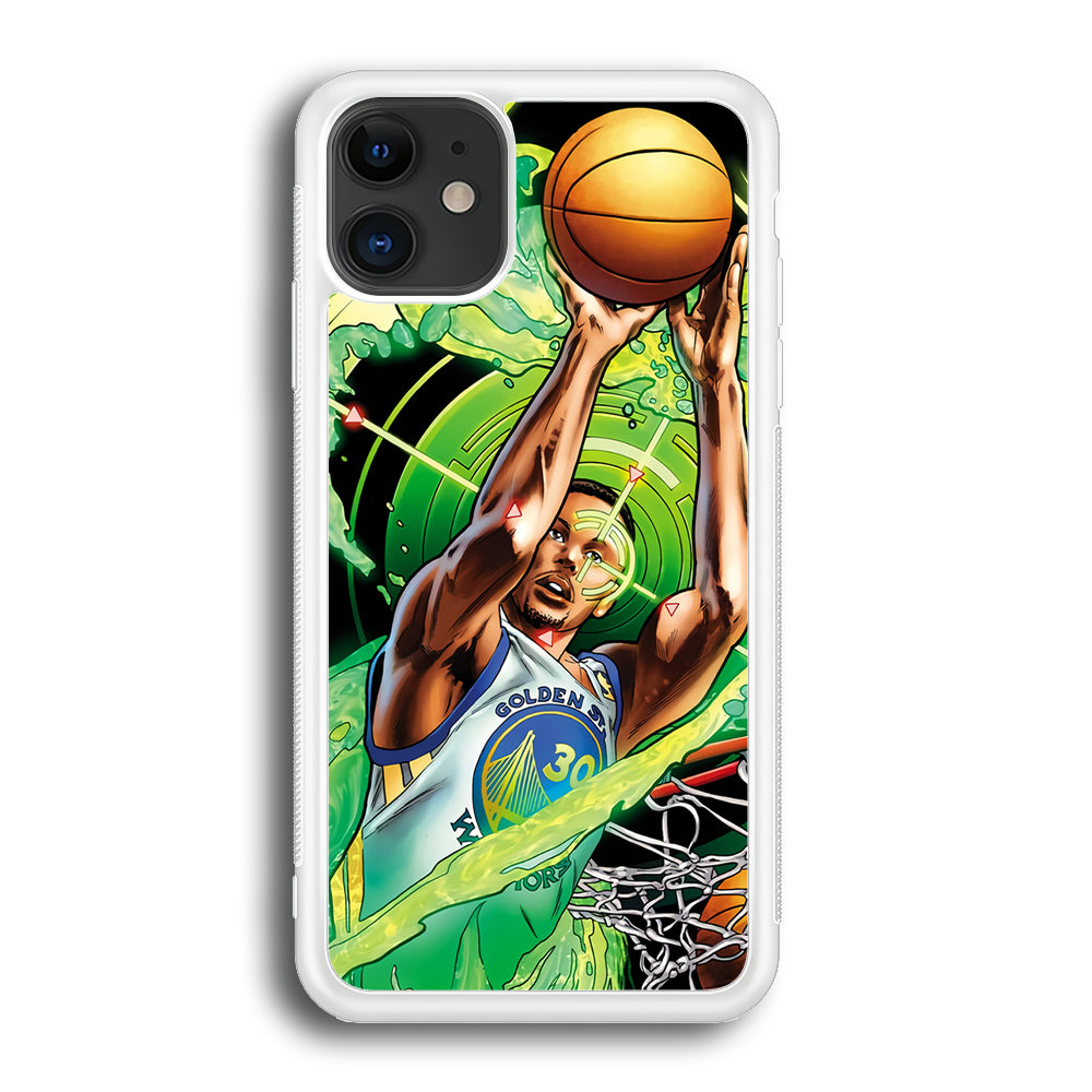 Stephen Curry Jump Art iPhone 12 Case-Phone Case-Rubber White (2D Case)-Altracase