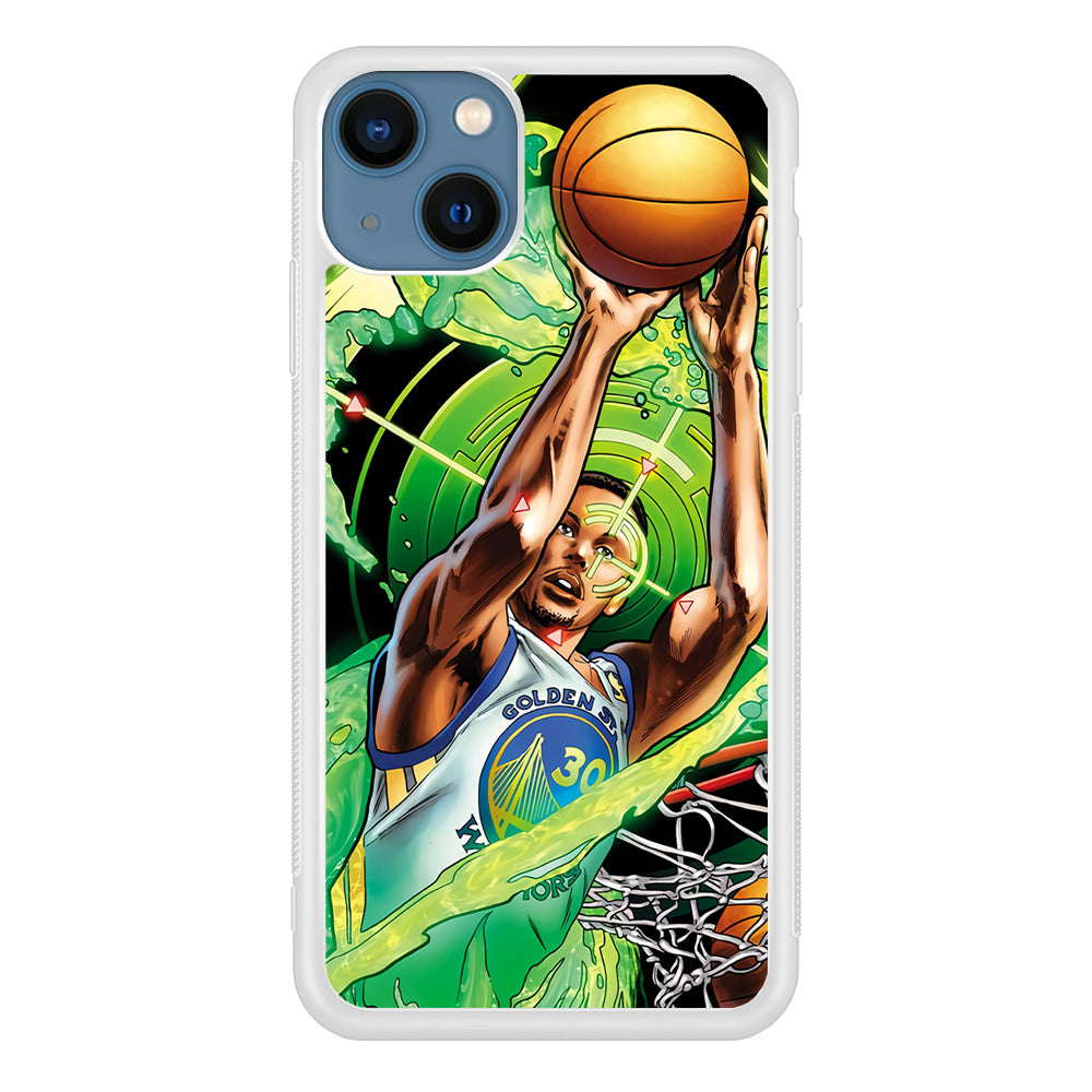 Stephen Curry Jump Art iPhone 13 Case-Phone Case-Rubber White (2D Case)-Altracase