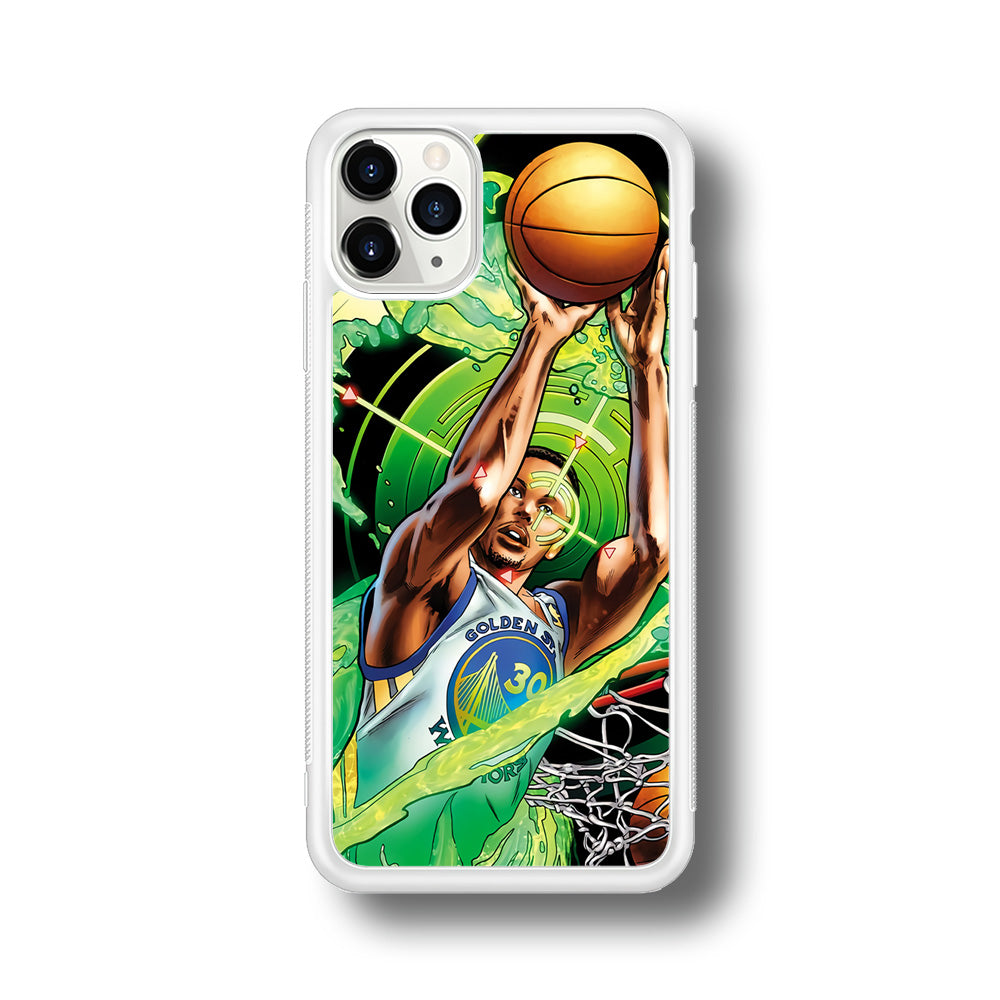 Stephen Curry Jump Art iPhone 11 Pro Max Case-Phone Case-Rubber White (2D Case)-Altracase