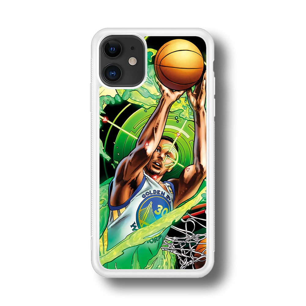 Stephen Curry Jump Art iPhone 11 Case-Phone Case-Rubber White (2D Case)-Altracase