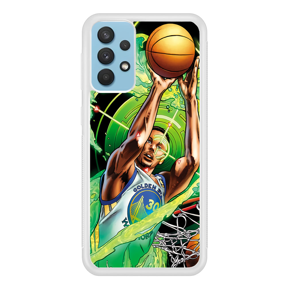 Stephen Curry Jump Art Samsung Galaxy A32 Case-Phone Case-Rubber White (2D Case)-Altracase