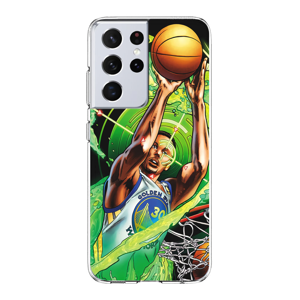 Stephen Curry Jump Art Samsung Galaxy S21 Ultra Case-Phone Case-Clear Soft Case-Altracase