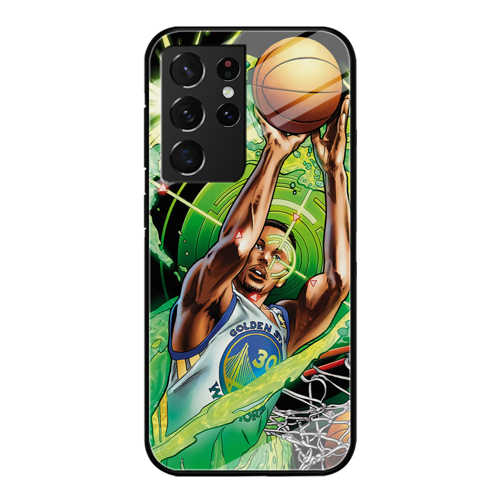 Stephen Curry Jump Art Samsung Galaxy S22 Ultra Case-Phone Case-Tempered Glass Case-Altracase
