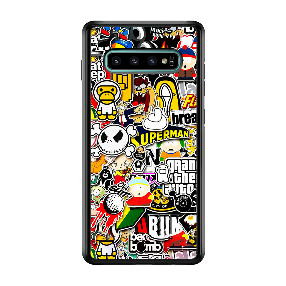 Sticker Collection Image Samsung Galaxy S10 Case-Phone Case-Rubber Black (2D Case)-Altracase