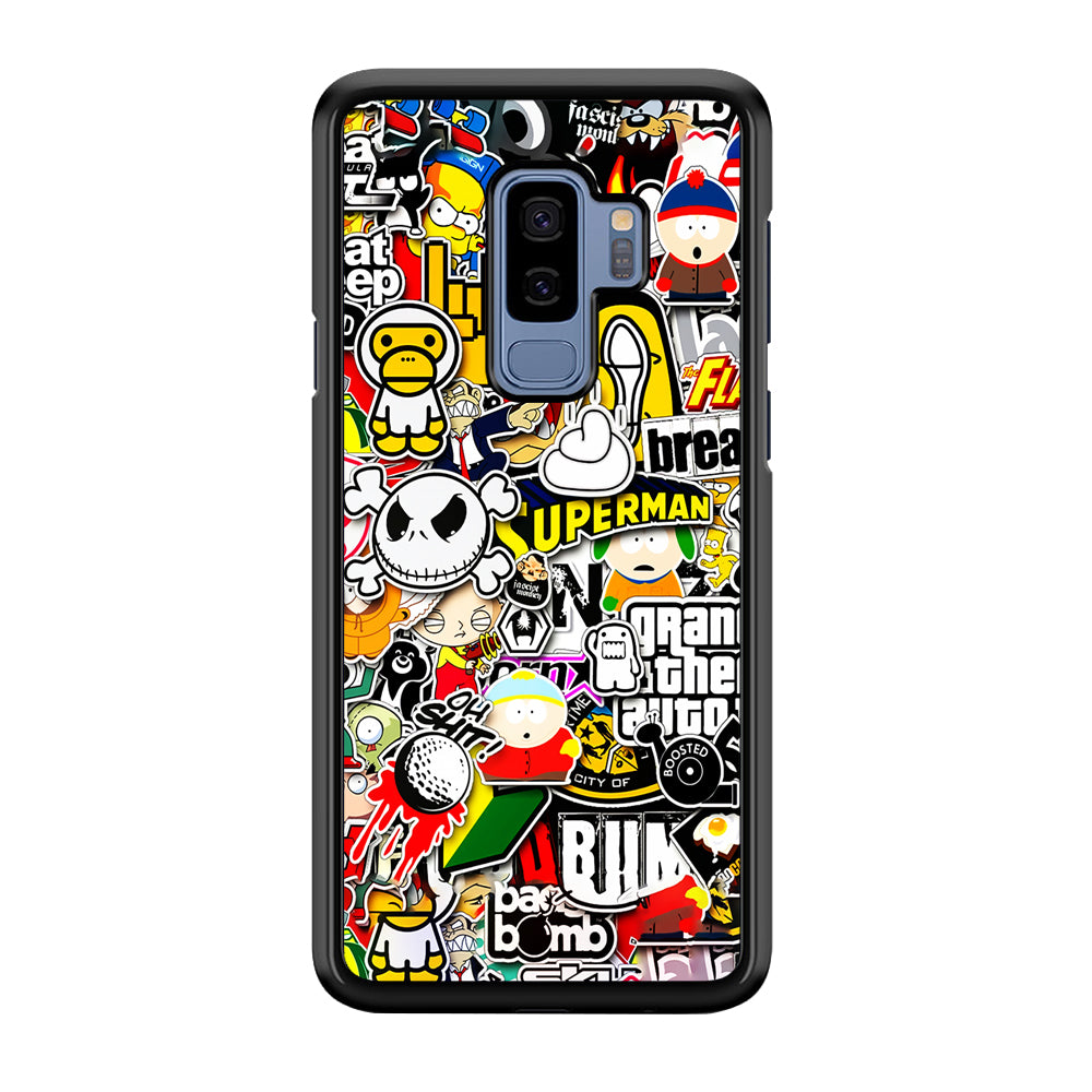 Sticker Collection Image Samsung Galaxy S9 Plus Case-Phone Case-Rubber Black (2D Case)-Altracase