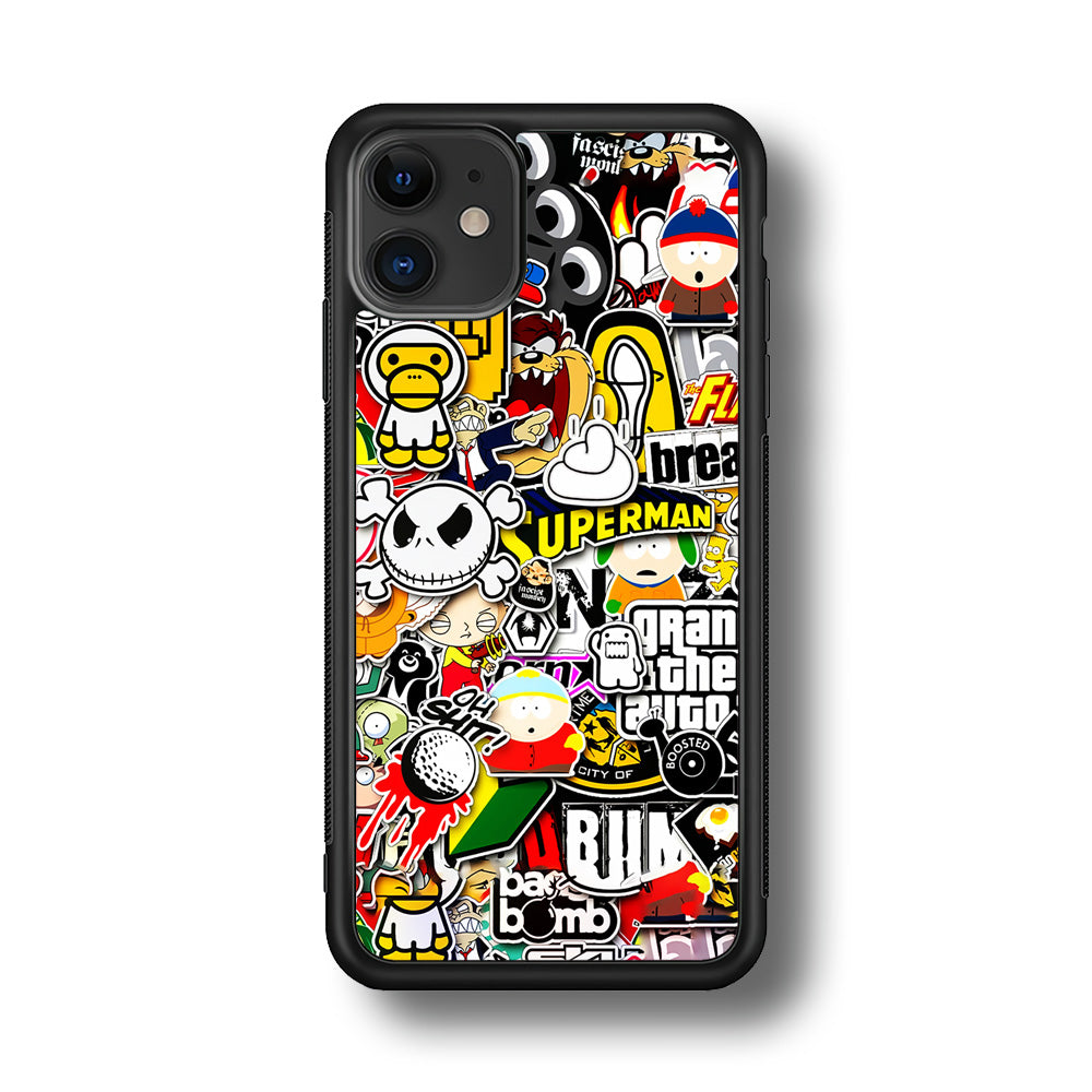 Sticker Collection Image iPhone 11 Case-Phone Case-Rubber Black (2D Case)-Altracase