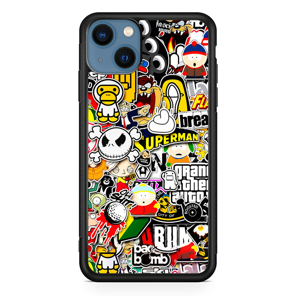 Sticker Collection Image iPhone 13 Case-Phone Case-Rubber Black (2D Case)-Altracase