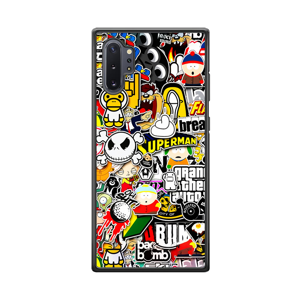 Sticker Collection Image Samsung Galaxy Note 10 Plus Case-Phone Case-Rubber Black (2D Case)-Altracase