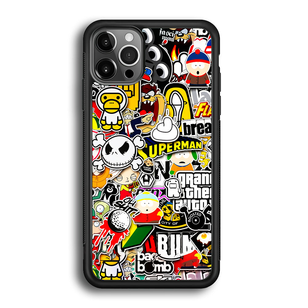 Sticker Collection Image iPhone 12 Pro Max Case-Phone Case-Rubber Black (2D Case)-Altracase