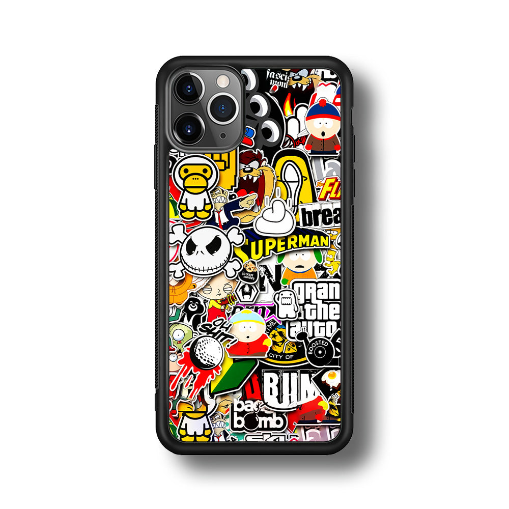 Sticker Collection Image iPhone 11 Pro Max Case-Phone Case-Rubber Black (2D Case)-Altracase