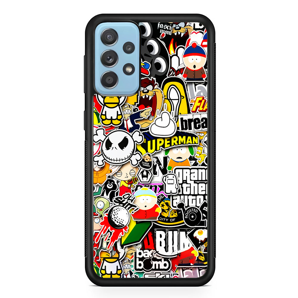 Sticker Collection Image Samsung Galaxy A72 Case-Phone Case-Rubber Black (2D Case)-Altracase