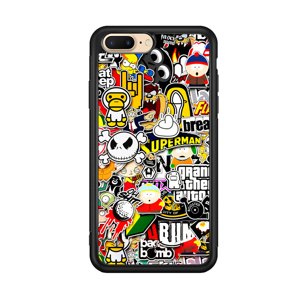 Sticker Collection Image iPhone 8 Plus Case-Phone Case-Rubber Black (2D Case)-Altracase